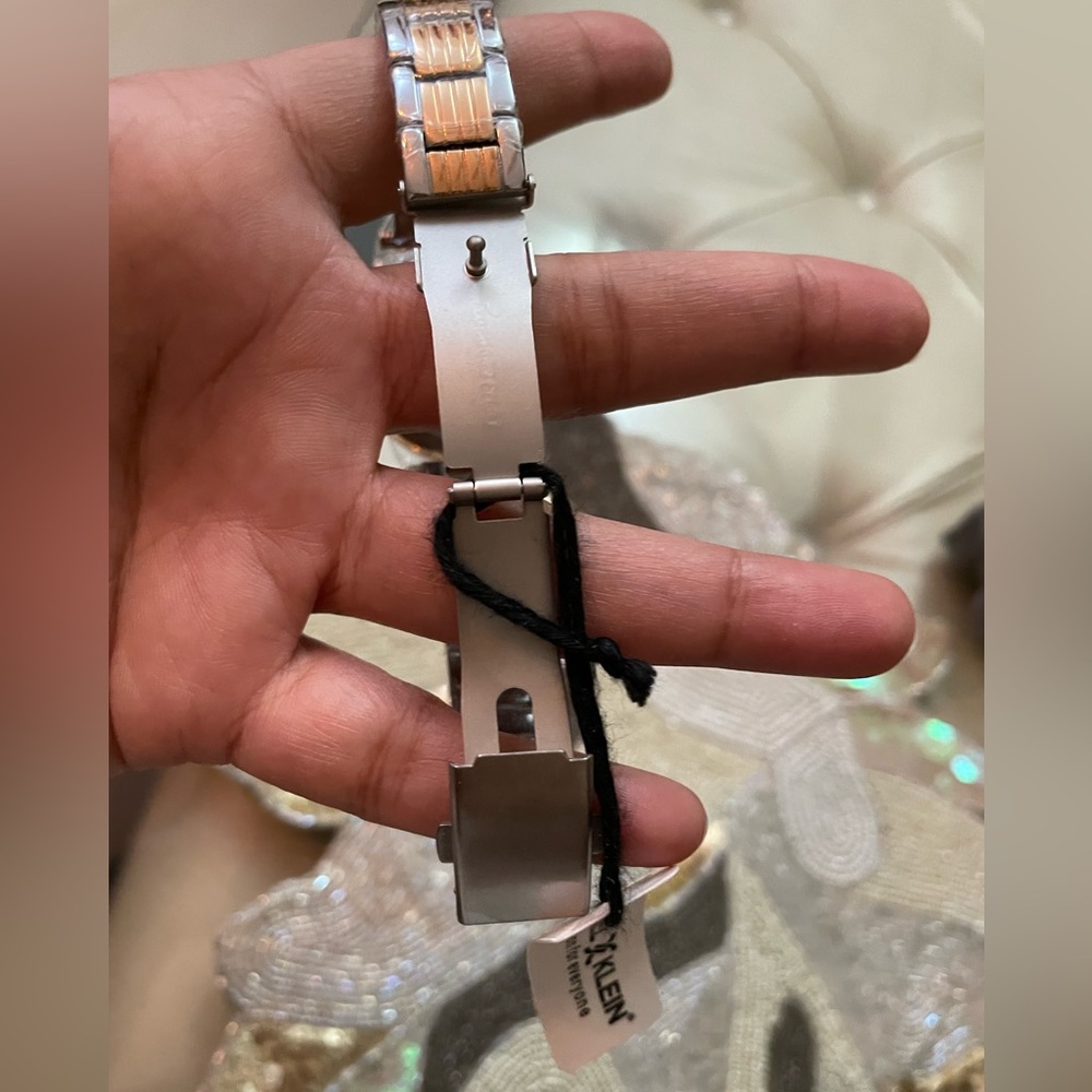 Silver and rose gold studded watch - Picture 3 of 5